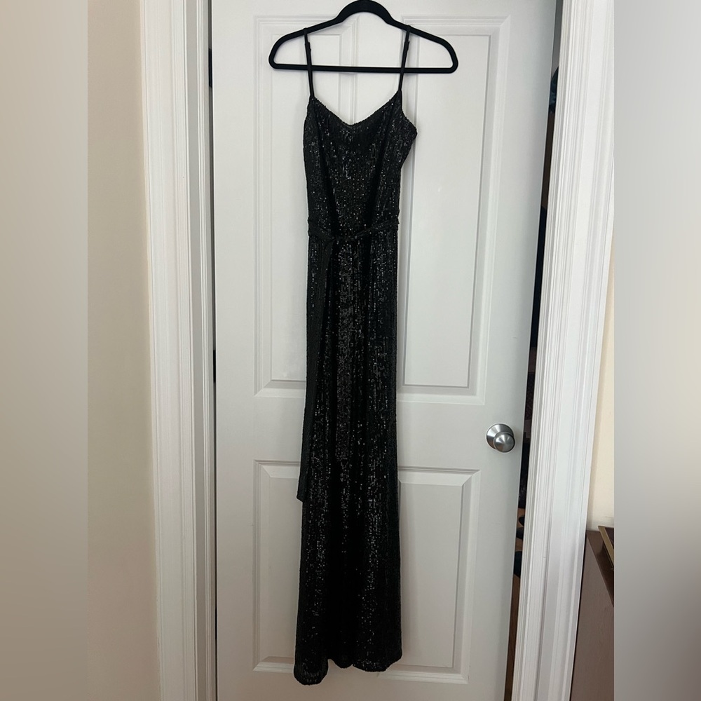 Reformation black sequin pantsuit - size L with waist tie